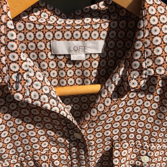 LOFT | Orange Floral Button Down Blouse - Picture 2 of 6
